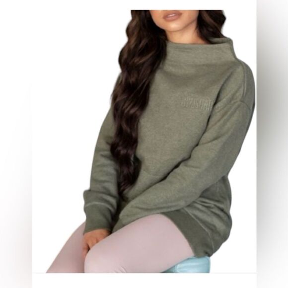 Gymshark Olive Green Women’s Funnel Neck So Soft Tunic Sweatshirt - Picture 3 of 8